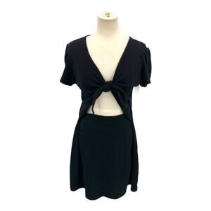 Abound Black Tie Front Rib Knit Dress Size XL NWOT